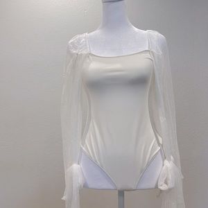 free people women’s intimately white thong bodysuit size extra small boho